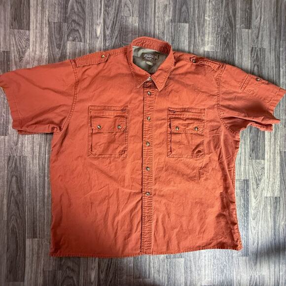 Cabela’s Safari Series Shirt 2XL Short Sleeve Cotton Outdoor Utility Rust - Picture 1 of 5